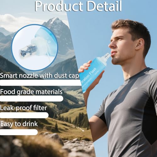 CLINTT 250ml Soft Flask, Foldable Running Water Bottle, TPU Folding Soft Water Flask, BPA-Free Collapsible Flask for Hydration Pack Running Vest, Cycling, Climbing, Hiking - 1Pcs, Blue - color: 250ml blue