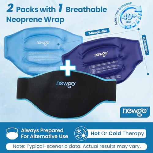 NEWGO Gel Ice Pack for Back Injuries and Pain Relief, 2 Pack Lower Back Ice Pack Wrap for Hot Cold Therapy, Lumbar Surgery, Sciatica, Herniated Disc, Coccyx Tailbone Pain - Black - size: Gel Pack