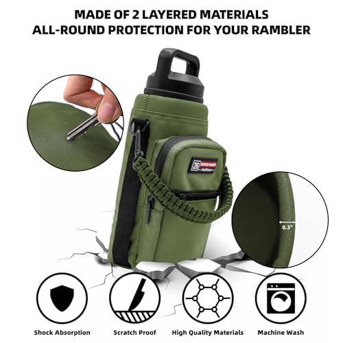 NATURE PIONEOR 26-128 oz Insulated Water Bottle Carrier Holder with Strap - color: Green, size: 18-26oz