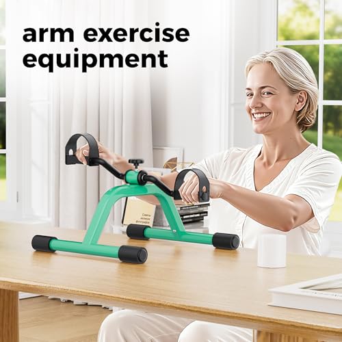 RYGEO Pedal Exerciser Mini Exercise Bike for Leg and Arm Recovery Exercise Lightweight and Portable Floor Bike - color: Green