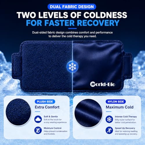 Reusable Gel Ice Pack Wrap for Ankle Upper Arm Injuries with Strap, 9x4.5''