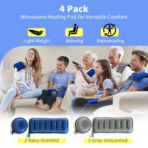 Small Microwave Heating Pad 4 Pack Rice Hot Pack with Moist Warm Compress Packs Microwavable for Relaxing Warmth Reusable Bean Bag Compresas Calientes Scented and Unscented