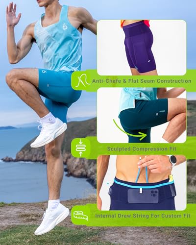 FlipBelt Men's Running Compression Shorts with Built-in Running Belt - color: Ouray Black, size: Medium