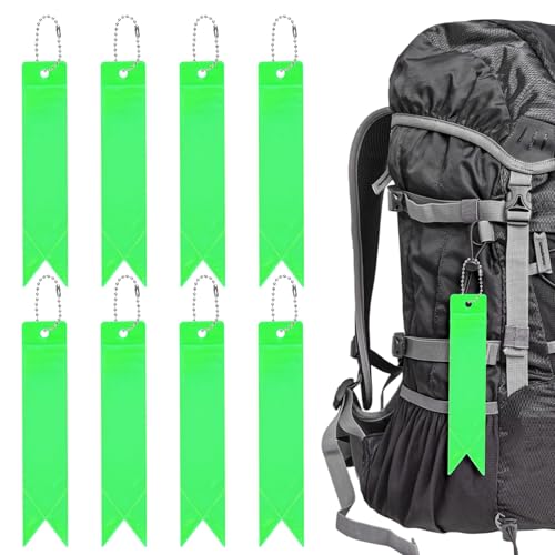 Safety Reflector Pendants - Reflective Safety Keychain Gear with Chain Use for Backpack & Running & Cycling - color: Grass Green