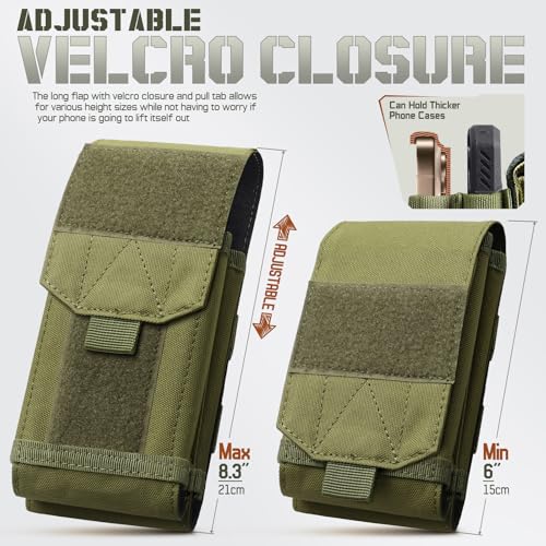 Universal Phone Pouch with MOLLE Attachment for EDC Outdoor & Tactical Gear - color: Army Green