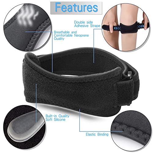 Patella Tendon Knee Strap, Knee Pain Relief for Torn Meniscus ACL MCL Arthritis Tendonitis, Knee Brace Support for Working Out Weightlifting Squats Running Jumpers Tennis. （2 Pack）