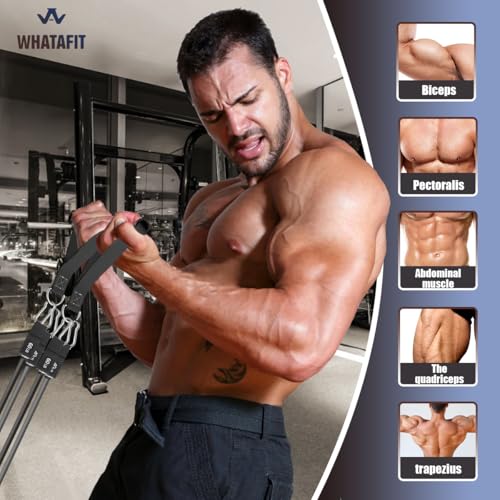 WHATAFIT Resistance Bands with Handles, 150 lb Exercise Bands Set - color: Gray 200LB