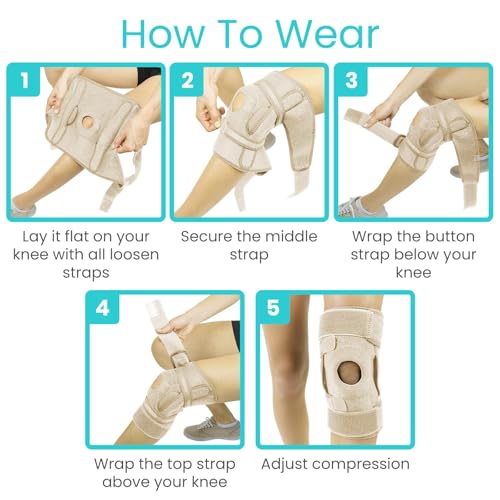Vive Hinged Knee Brace - Relieves ACL, MCL, Meniscus Tear - Lightweight - color: Beige, size: Medium