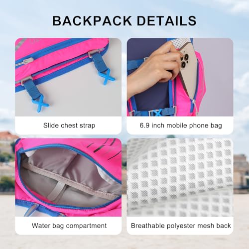 INOXTO Running Hydration Vest Backpack,Lightweight Insulated Pack with 1.5L Water Bladder Bag Daypack for Trail Hiking Running Cycling Race Marathon for Women Men - color: Pink