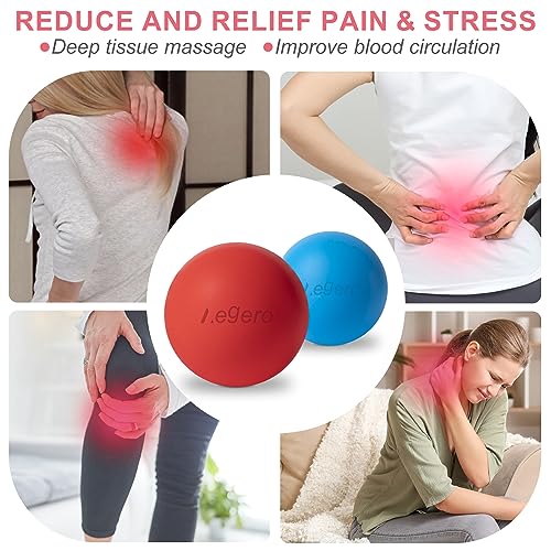 Massage Lacrosse Balls for Myofascial Release (2Pack, Rose Red and Purple) - color: Rose Red/Purple