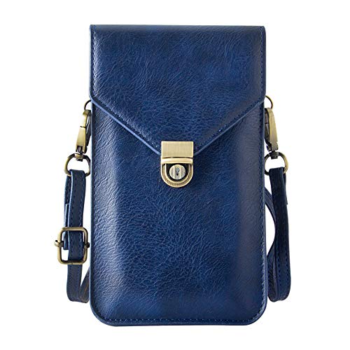 Small Cell Phone Purse, Synthetic Leather Crossbody Bag Dual Pockets Card Holder Neck Pouch with Adjustable Strap for iPhone X Xr 8 7 6s Plus, Galaxy S10 S9 S8 Plus, LG G8 ThinQ, Blue - color: 02 Blue