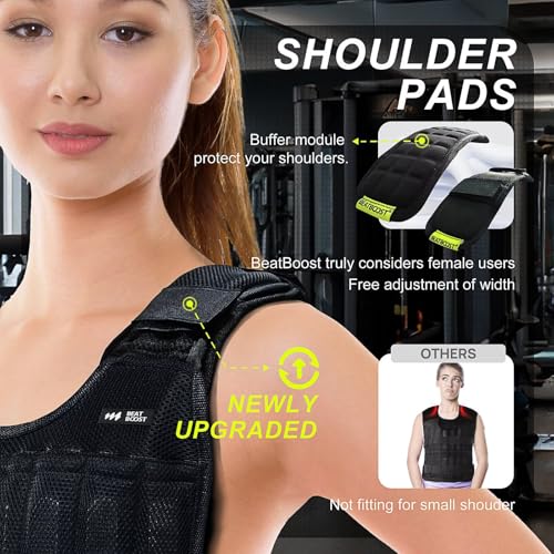 Beatboost Weighted Vest Men,20lb/30lb/40lb/50lb/60lb Adjustable Weight Vest - color: Black, size: 20LB