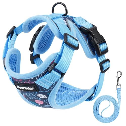 Dooradar Cat Harness and Leash Set, Adjustable and Escape Proof, XXS - color: Aqua Sea, size: Xxs