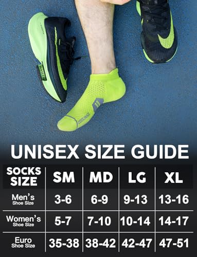 Juclise Men's No Show Compression Running Socks, Athletic Socks, 3 Pairs - color: Gradient Lime*1+neon Lime*2, size: Medium