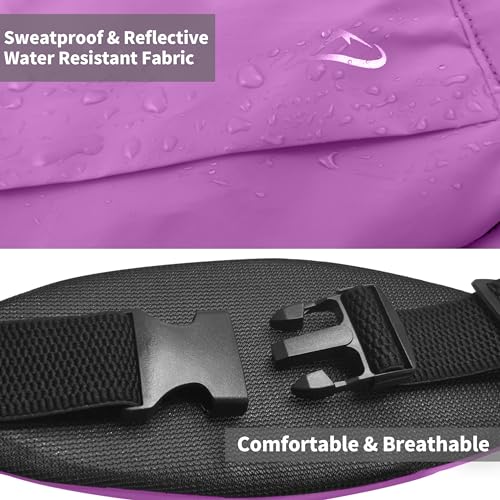 Running Fanny Pack Whole Bag Reflective, Running belt for Women &Men,Sweatproof Phone Holder Workout, Running Waist Pack (purple) - color: purple