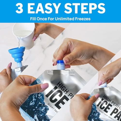 Reusable Ice Packs for Coolers Long Lasting Gel Freezer Packs for Cooler Bag Lunch Box,Keeps Food Cold Fresh (Small Set of 3P) - size: Small-3pk