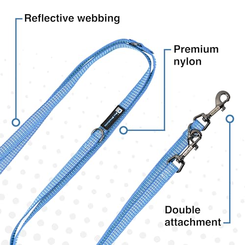 Blue-9 Reflective 6ft Multi-Function Dog Leash with Traffic Loop, Blue, M/L - color: Reflective Blue, size: Medium/Large
