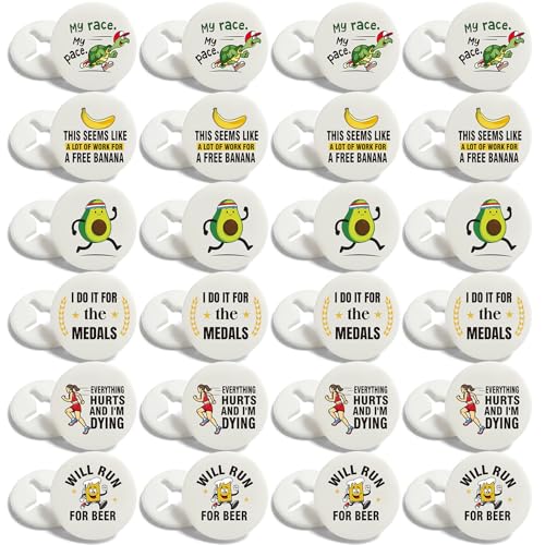 Leinuosen 24 Pcs Funny Running Bib Clips Runner Race Number Fix, Humorous - style: Humorous
