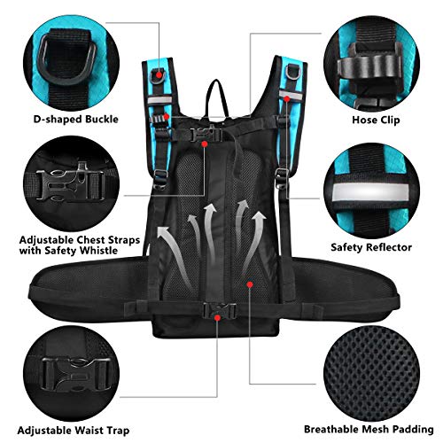 Hydration Backpack with 3L Water Bladder, Small Hydration Pack Backpack for Men Women, Lightweight Water Backpack with Cooler Layer for Running, Biking, Hiking - color: Matte Emerald