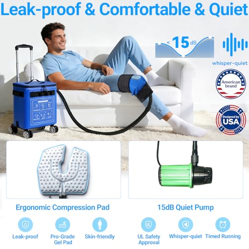 Portable Ice Machine for Knee After Surgery, Cold Therapy Machine w/Wheels