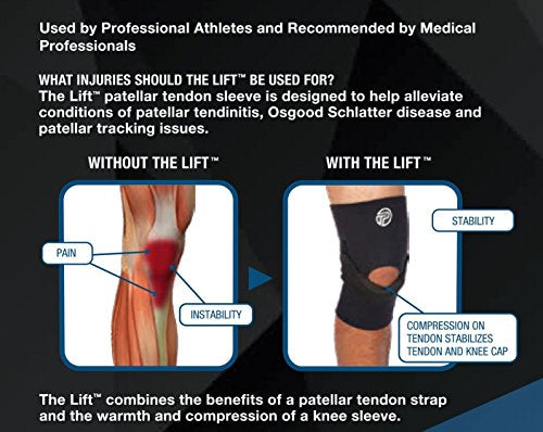 Pro-Tec Athletics The Lift Knee Support, Patellar Strap Combines with Compression Sleeve Support to Improve Patellar Alignment and Stability - size: Medium