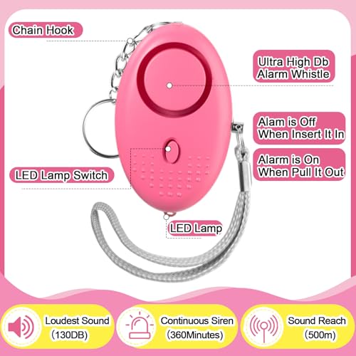 Kanayu 76 Pcs Personal Alarm Bulk 130DB Safe Sound Emergency Safety Self Defense Security Alert Keychain with Led Light Personal Protection Alarm for Women Girls Kids Elderly (Pink Color) - color: Pink Colors