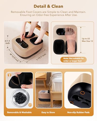 KNQZE Shiatsu Foot Massager with Heat & Compression, LCD Touch Panel, Gifts - color: Gold