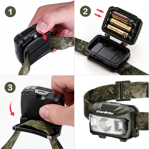 EverBrite Headlamp, 300 Lumens LED Head Lamp for Kids & Adults, Red Light - color: Camo