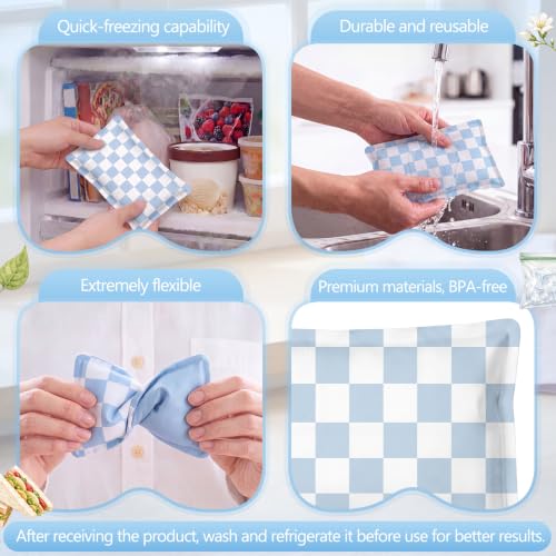 VIHOSE 2 Pcs Ice Packs for Lunch Box Bag - color: Blue, style: Checkerboard
