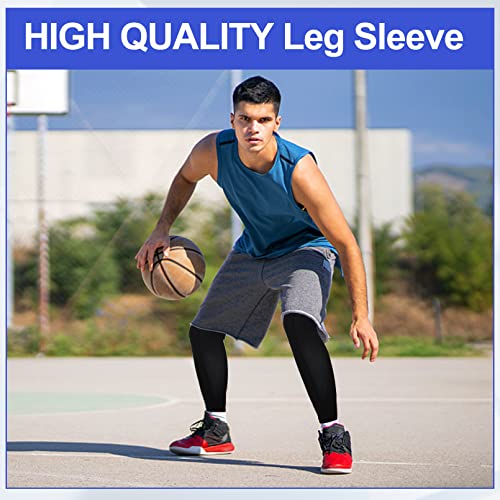 2 Pairs Compression Leg Sleeves Full Leg Compression Sleeve UV Protection Arm Sleeves with Anti-slip Silicone Strips - size: Small