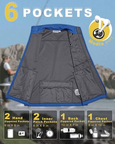 33,000ft Men's Windproof Lightweight Golf Vest Outerwear Sleeveless Jacket - color: Azure, size: Small