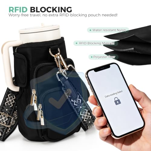 Water Bottle Carrier with Strap, Water Bottle Holder for Daily Use - color: Black