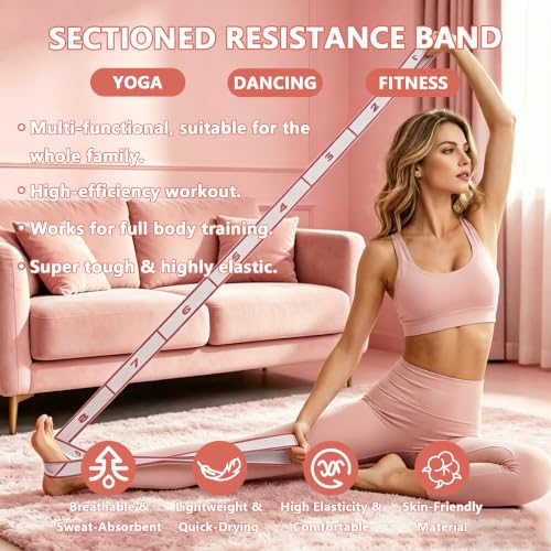 Fabric Exercise Straps, Number Stretch Resistance Bands with 10/12 Loops - color: Pink, size: 12Loops