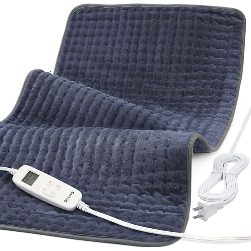 Heating Pad for Back Pain Relief, 17" x 33" Extra Large Electric Heating Pad for Period Cramps, Neck and Shoulders, Moist & Dry Therapy, 6 Heat Settings, 2H Auto Shut Off, Machine Washable, Navy Blue - color: Navy Blue