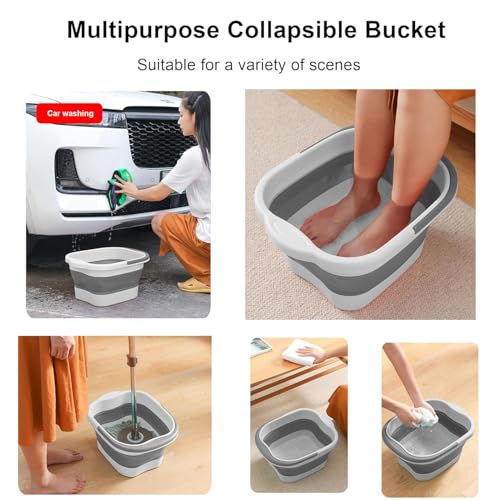 Collapsible Foot Bath Basin for Soaking Feet, Foot Soak Tub, Plastic Foot Bucket with Handles and Massage Acupoint for Pain Relief,Pedicure,Home Spa Treatment (White)