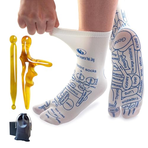 Foot Massager & Reflexology Socks for Pain Relief - color: Amber