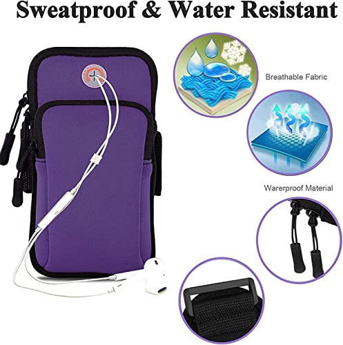 2Pack Armband Cell Phone Holder for Running Women Men Kids,iPhone 17 16 16e 15 14 13 12 11 Pro Max Xs Xr X 8 Plus Galaxy Ultra Z FE S26 S25 S24 S23 S22 Note,Exercise Gym Sport Arm Band Sleeve - color: 3-Purple