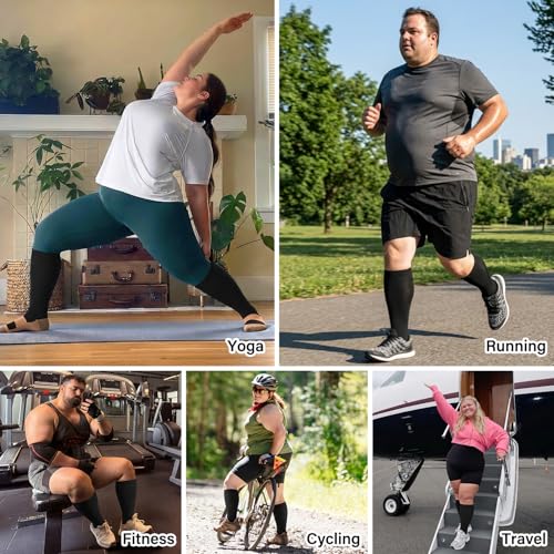 CTHH Wide Calf Compression Socks for Women Men Plus Size Knee High Stocking - color: Coppery/Black, size: XX-Large