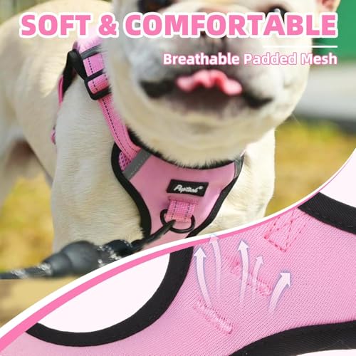 PUPTECK Dog Harness Small Sized Dog, Step in Adjustable Reflective Dog Vest Harness Escape Proof, No Pull Soft Padded Harness Easy Control, Pink, XS - color: Pink, size: XS (CHEST: 11.5"-16")