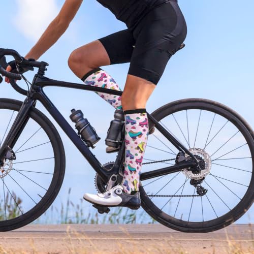 Tie Dye Compression Socks Knee High Support Socks For Women Men Running Athletic Hiking - color: Roller Skates
