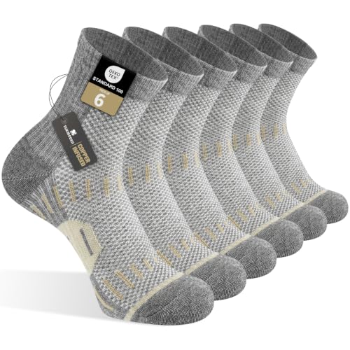 6 Pairs Copper Ankle Compression Socks for Men and Women - color: Light Grey*6, size: Small-Medium