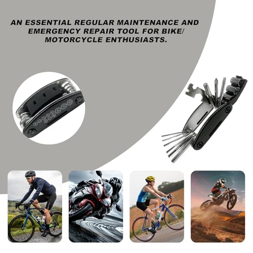 Wevdn Bike Repair Tool Kit, 16-in-1 Multi Function Tool with Hex Wrench & Screwdriver, Portable Multi Tool for Motorcycle Mountain Bike Road Bike, Universal Motorcycle Accessories