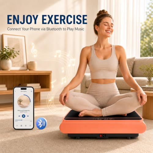 Natini Vibration Plate Exercise Machine with Pilates Bar, Orange