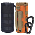 Water Bottles Pouches - 1000D Tactical Molle Drawstring 32OZ Hydration Carrier Bag - color: 2 Pack Black+Orang