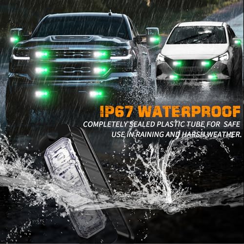 XRIDONSEN 8PCS Sync Truck Grill Lights 32 LED Green White Strobe Lights - color: Green/White
