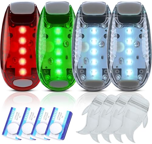 Amzonly 4Pack Kayak Lights with IPX8 Fish-shaped Waterproof Bag, Battery Operated Navigation Lights for Night Kayaking, Clip on for Paddle board, Pontoon Boat, Dinghy, Canoe, Jetski, Kayak Accessories - color: 01 1Green-1Red-2White