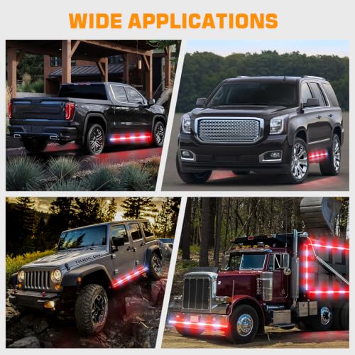 XRIDONSEN 2PCS 70 inch Running Board Lights, 864 LED Strobe Lights - color: Red/White
