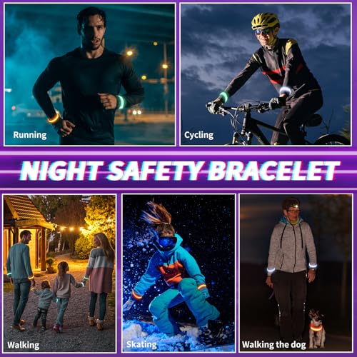 Dilabnba LED Glow Bracelets, Light Up Party Arm Band Bracelets, Halloween Christmas Glow in The Dark Bracelets for Concerts Festivals Game Prizes Sports Rave Accessories - 6PCS - size: Small