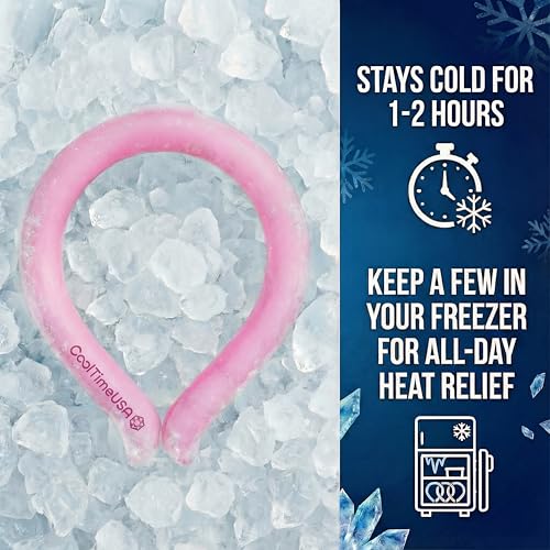 CoolTimeUSA Neck Cooling Tube - Reusable Neck Ice Ring Cooler Wrap, Pink - color: Pink