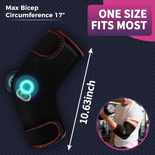 Heated Arm Massager Elbow Brace for Tendonitis Tennis Elbow Pain Relief, Portable Heating Pad Sleeve with Massage and Compression Support for Cubital Tunnel Ulnar Nerve